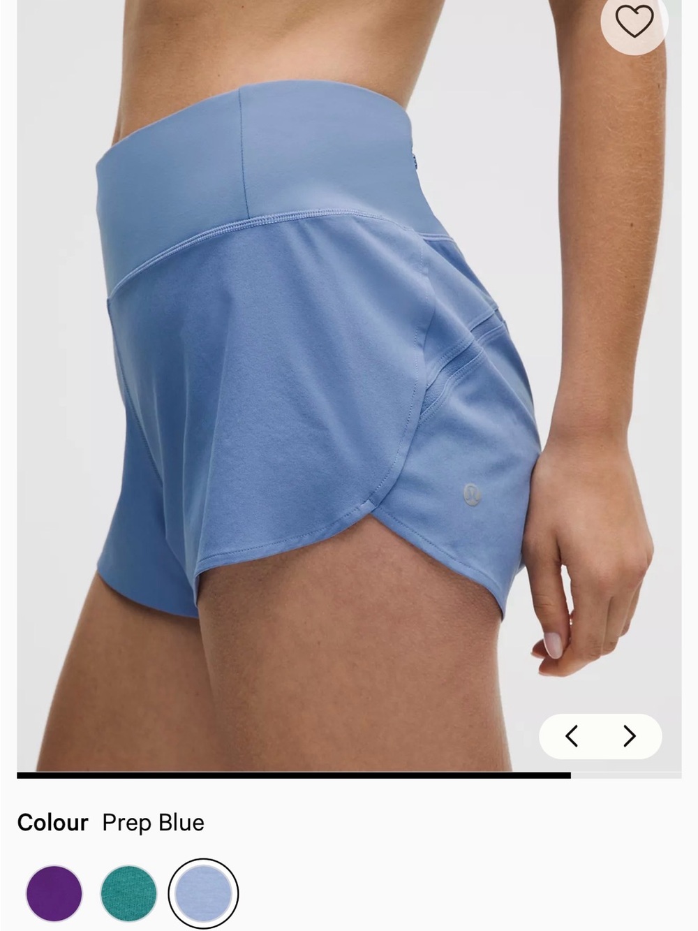 Lululemon speed up High-Rise Prep Blue Shorts 2.5”